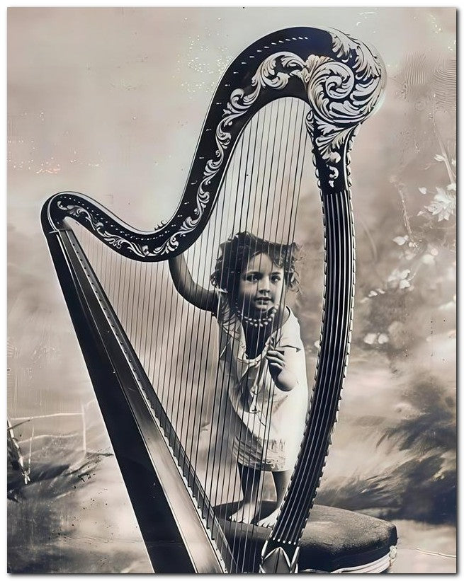 Belle Epoque Children 1901 Harp Child 8x10 Photo Print 23052500058