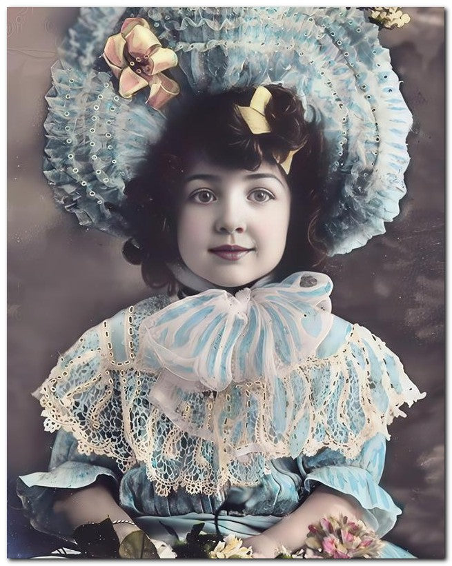 Belle Epoque Children 1906 Blue Bonnet 8x10 Photo Print 23052500104