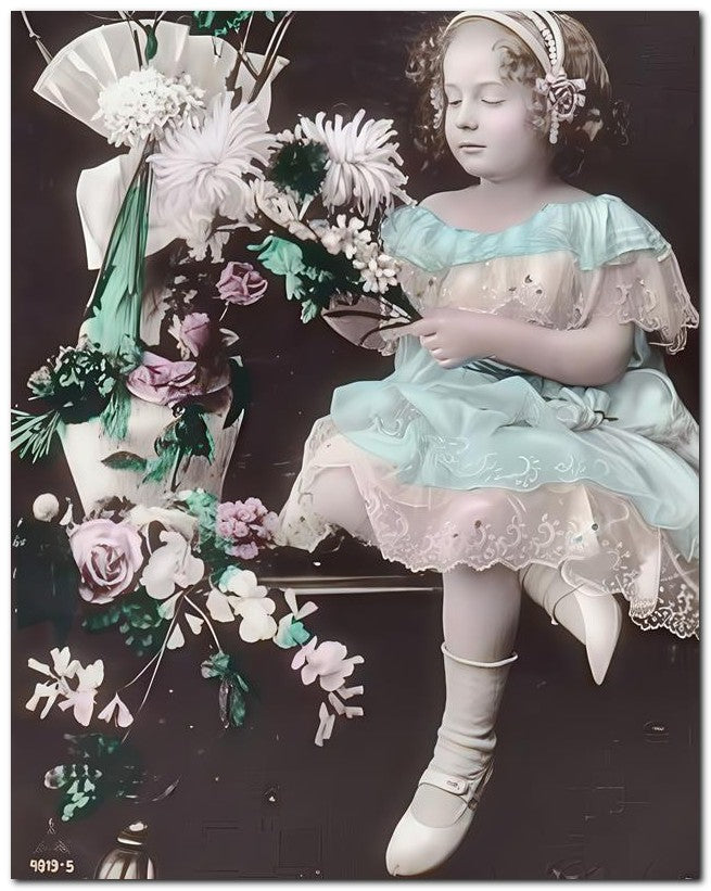 Belle Epoque Children 1907 Flowers Child 8x10 Photo Print 23052500153