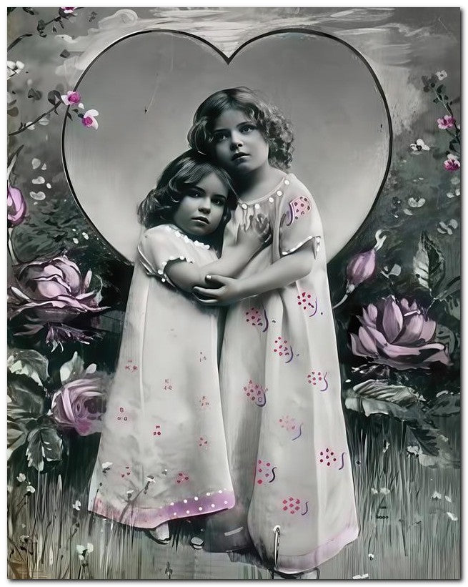 Belle Epoque Children 1907 Sisters Heart 8x10 Photo Print 23052500176