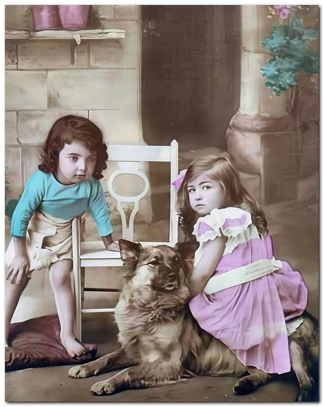 Belle Epoque Children 1910 2 Kids Dog 8x10 Photo Print 23052500326