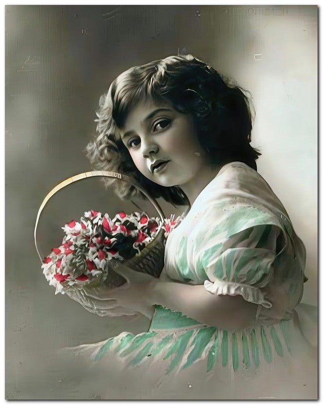Belle Epoque Children 1910 Basket Flowers 8x10 Photo Print 23052500354