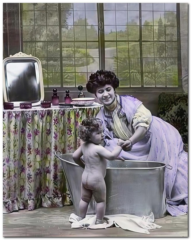 Belle Epoque Children 1910 Bathe Baby 2 8x10 Photo Print 23052500360