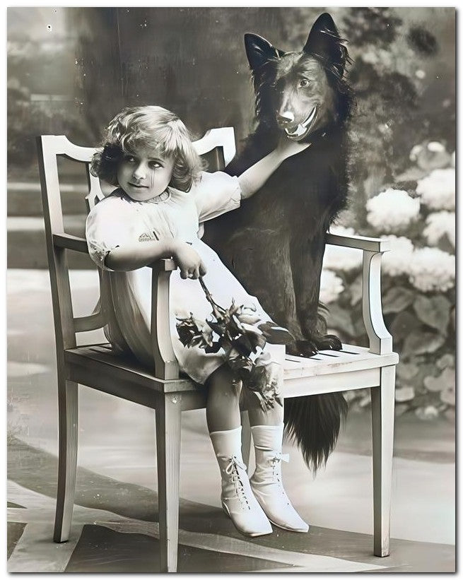 Belle Epoque Children 1910 Black Dog 8x10 Photo Print 23052500401