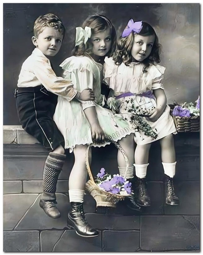 Belle Epoque Children 1910 Boy 2 Girls 8x10 Photo Print 23052500435