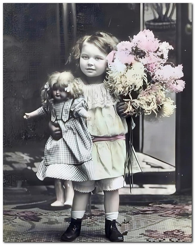 Belle Epoque Children 1910 Doll Flowers 8x10 Photo Print 23052500576