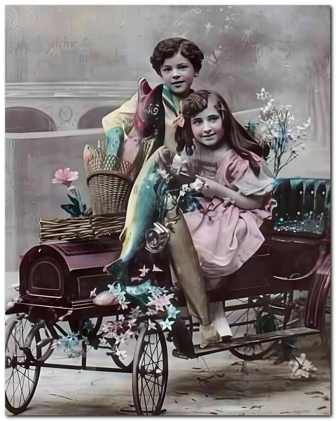 Belle Epoque Children 1910 Fish Pedal Car 8x10 Photo Print 23052500627