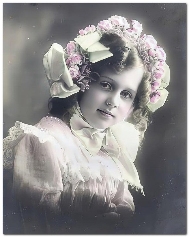 Belle Epoque Children 1910 Flower Bonnet 8x10 Photo Print 23052500633