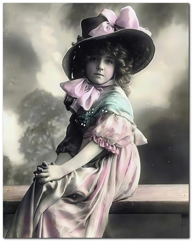 Belle Epoque Children 1910 Girl Big Pink Bow 8x10 Photo Print 23052500654