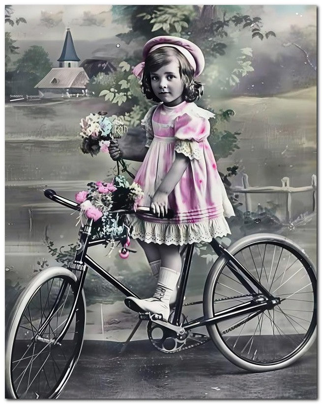 Belle Epoque Children 1910 Girl Biker Roses 8x10 Photo Print 23052500655