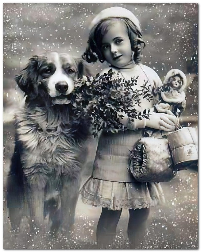 Belle Epoque Children 1910 Girl Dog Doll 8x10 Photo Print 23052500663