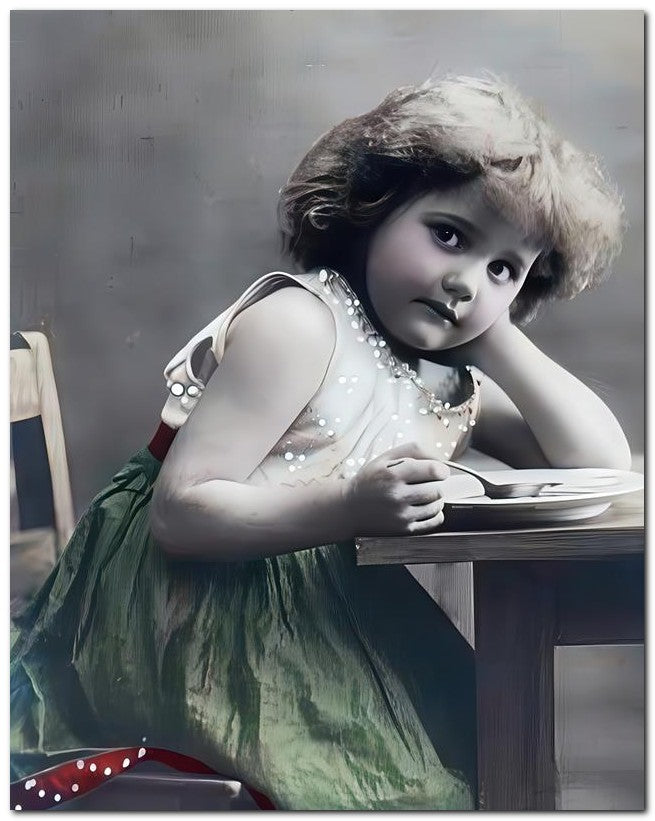 Belle Epoque Children 1910 Girl Eating 8x10 Photo Print 23052500668