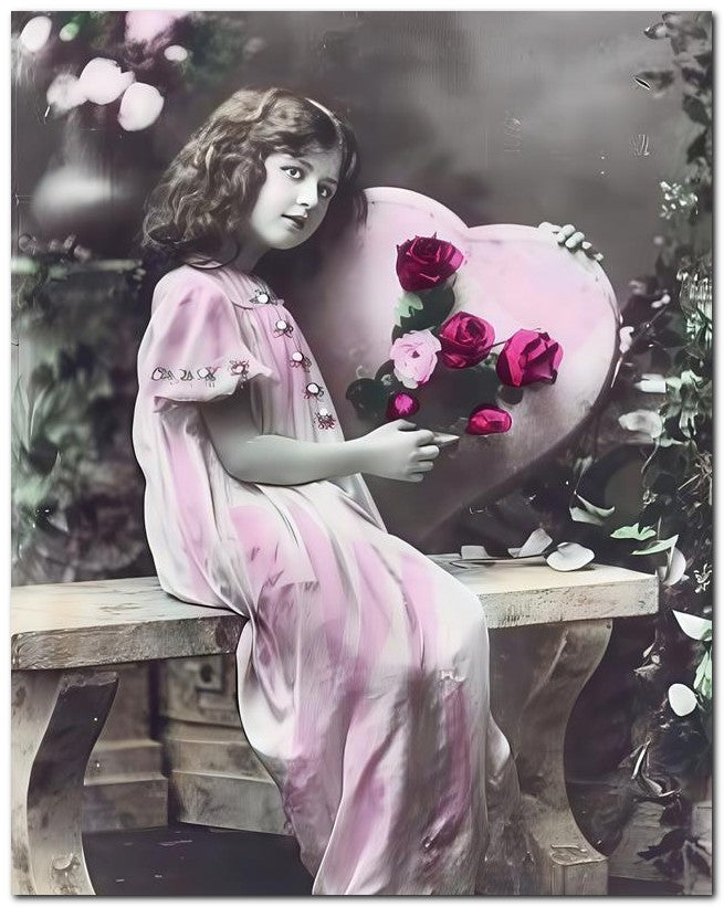 Belle Epoque Children 1910 Heart Rose 8x10 Photo Print 23052500716