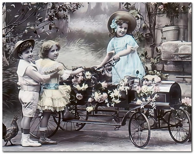 Belle Epoque Children 1910 Kids Car 8x10 Photo Print 23052500748
