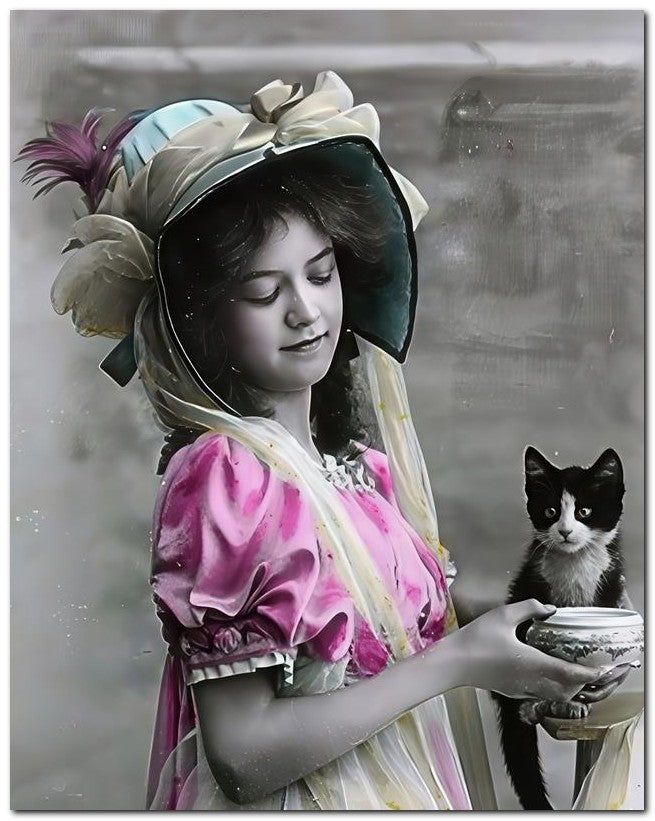 Belle Epoque Children 1910 Kitty Drink 8x10 Photo Print 23052500769