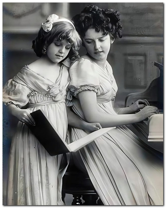 Belle Epoque Children 1910 Play Piano Book 8x10 Photo Print 23052500884