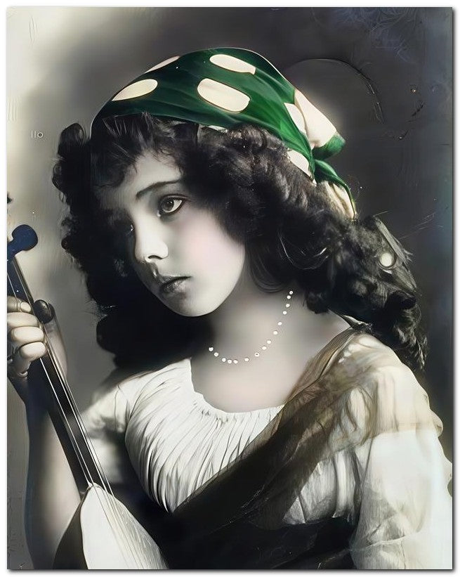 Belle Epoque Children 1910 Sad Girl Guitar 8x10 Photo Print 23052500934