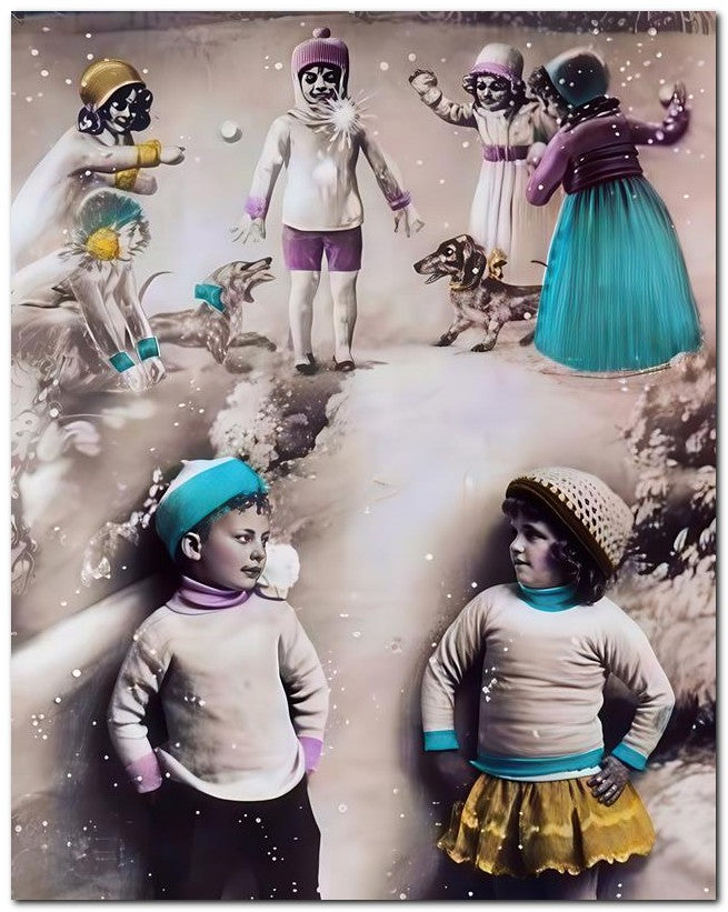 Belle Epoque Children 1910 Snowball Fight 8x10 Photo Print 23052500971