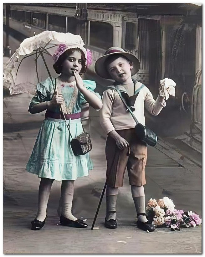 Belle Epoque Children 1910 Trains Tat Ion 8x10 Photo Print 23052501024