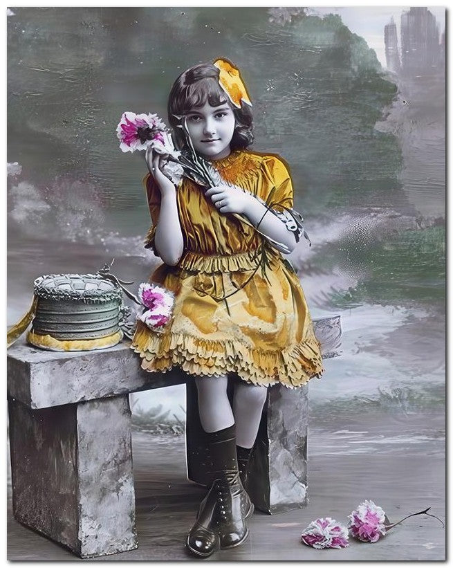 Belle Epoque Children 1910 Yellow Dress 8x10 Photo Print 23052501067