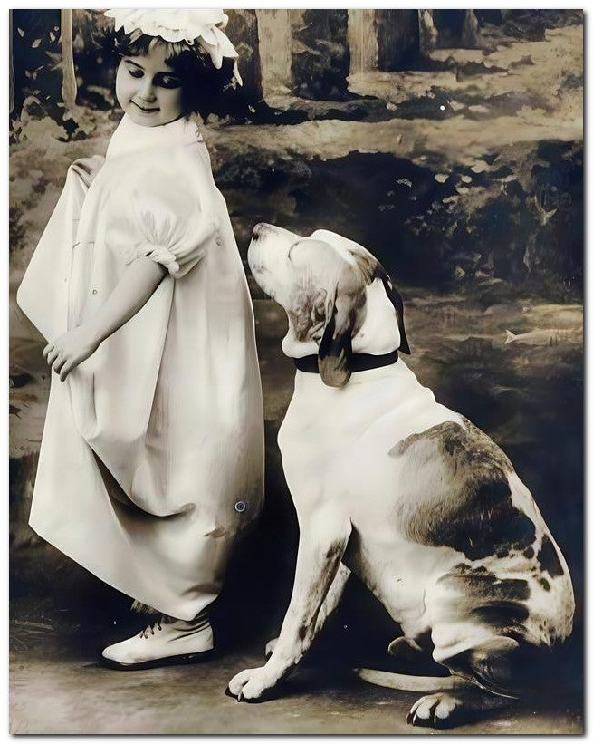 Belle Epoque Children 1912 Girl Dog 8x10 Photo Print 23052501148