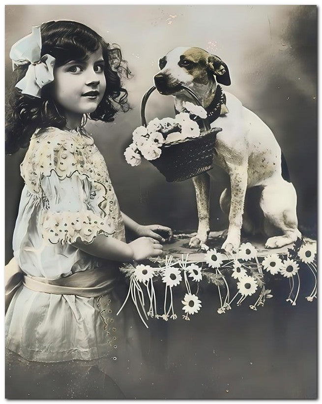 Belle Epoque Children 1913 Basket Dog 8x10 Photo Print 23052501185