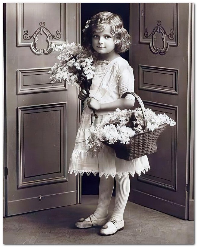 Belle Epoque Children 1913 Basket Posies 8x10 Photo Print 23052501186