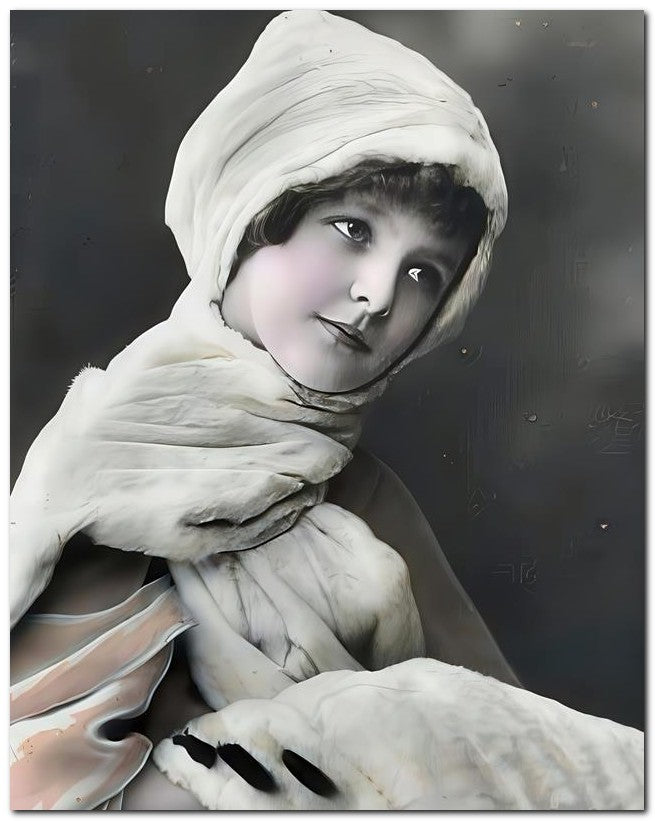 Belle Epoque Children 1913 Girl White Fur Muff 8x10 Photo Print 23052501205