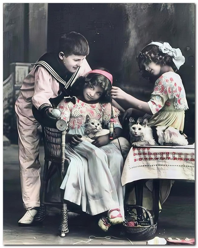 Belle Epoque Children 1913 Kids Cats 8x10 Photo Print 23052501209