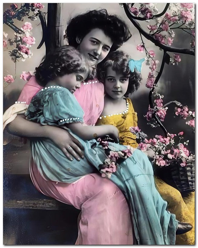Belle Epoque Children 1913 Mom 2girls 8x10 Photo Print 23052501211
