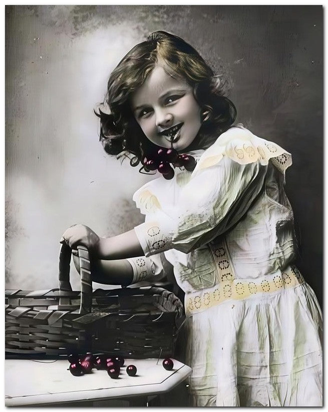 Belle Epoque Children 1914 Cherry Basket 8x10 Photo Print 23052501235