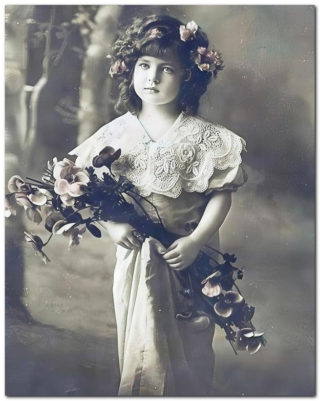 Belle Epoque Children 1914 Lace Flowers 8x10 Photo Print 23052501249