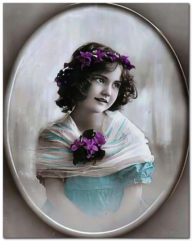Belle Epoque Children 1915 Posies Oval 8x10 Photo Print 23052501266