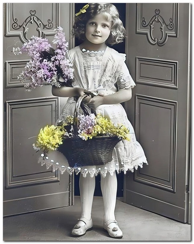 Belle Epoque Children 1917 Lilacs Basket 8x10 Photo Print 23052501279