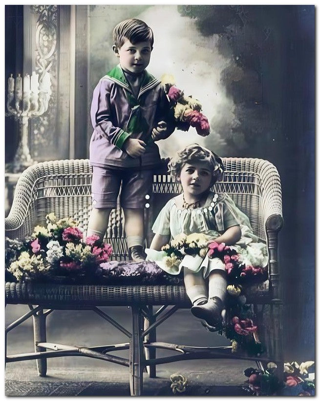 Belle Epoque Children 1918 Wicker Kids 8x10 Photo Print 23052501288