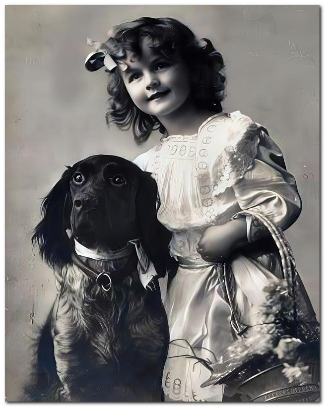 Belle Epoque Children 1920 Girl Dog 8x10 Photo Print 23052501302