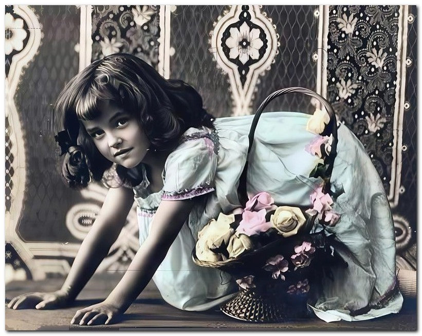 Belle Epoque Children Girl Basket Fleurs 8x10 Photo Print 23052501347