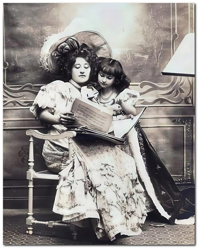 French Belle Epoque Fashion 1902 Mom Reading 8x10 Photo Print 23052501452