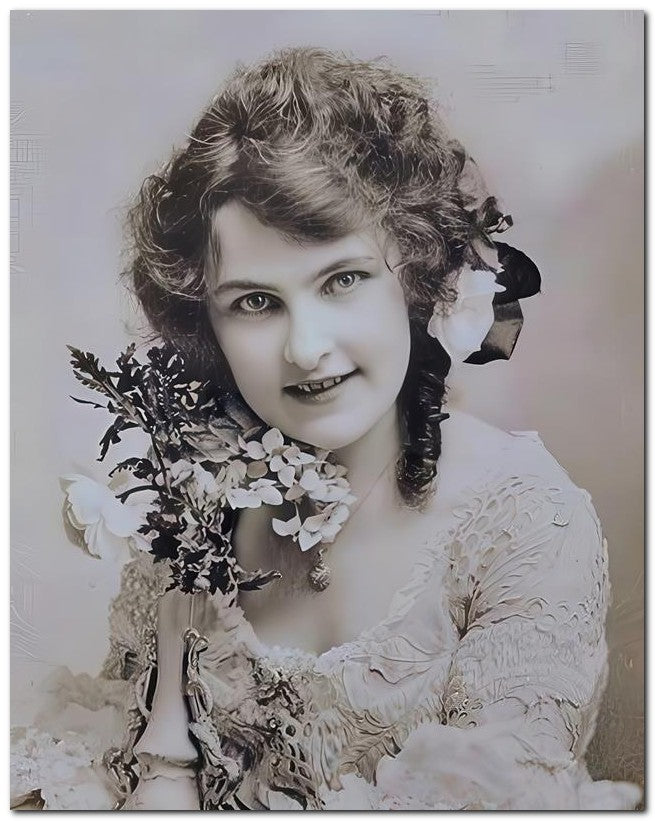 French Belle Epoque Fashion 1905 Curl Flowers 8x10 Photo Print 23052501507