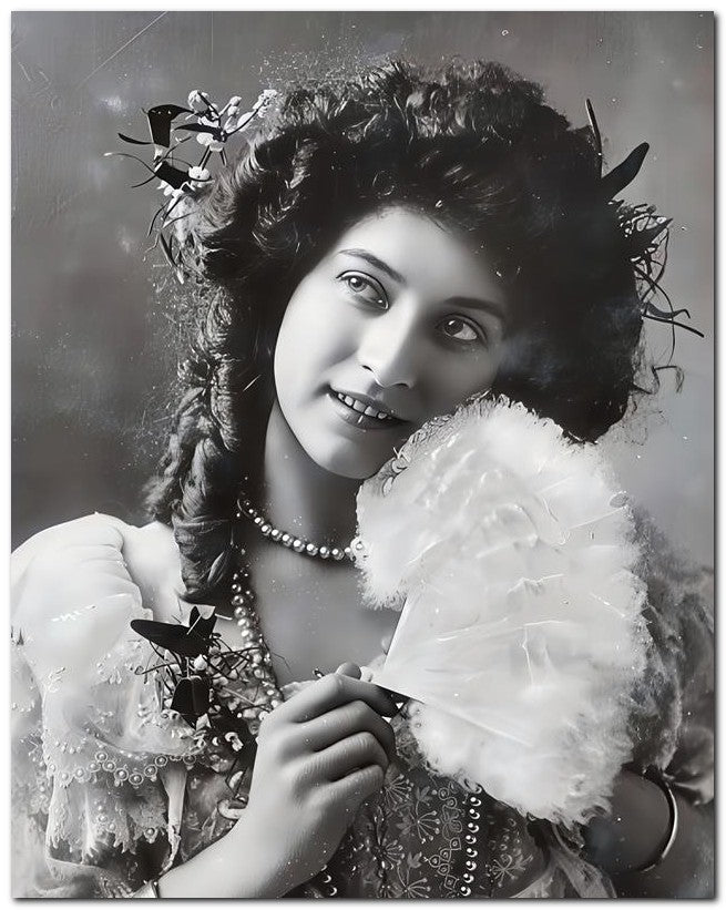 French Belle Epoque Fashion 1905 Feather Fan 8x10 Photo Print 23052501522
