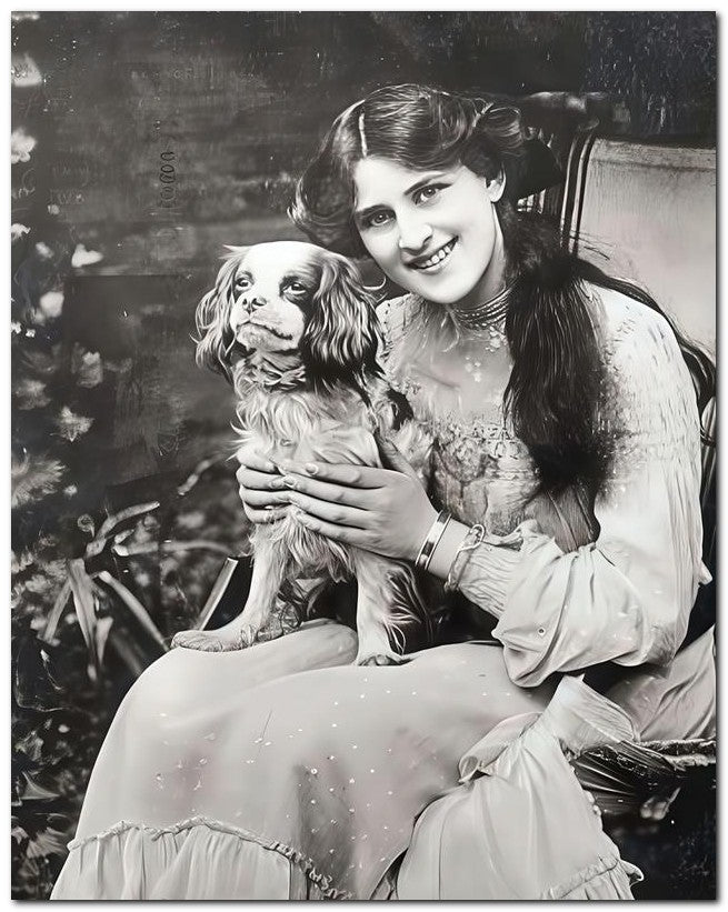 French Belle Epoque Fashion 1905 Lady Spaniel 8x10 Photo Print 23052501539