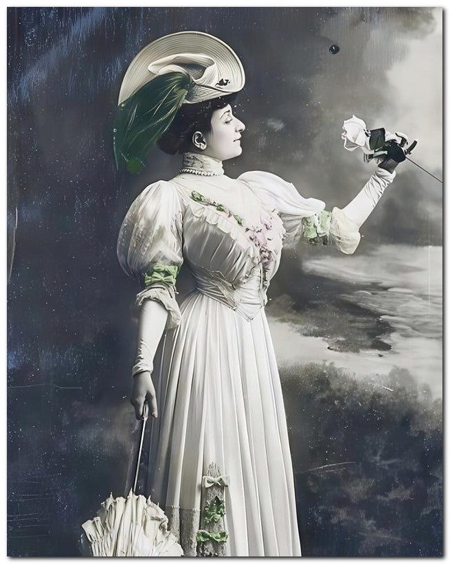 French Belle Epoque Fashion 1905 Rose In Hand 8x10 Photo Print 23052501564