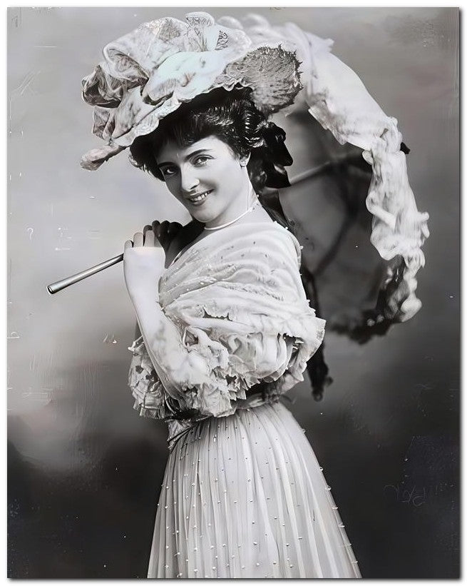 French Belle Epoque Fashion 1905 Ruffle Parasol 8x10 Photo Print 23052501567