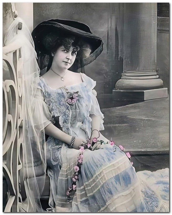 French Belle Epoque Fashion 1905 Seated Beauty 8x10 Photo Print 23052501572