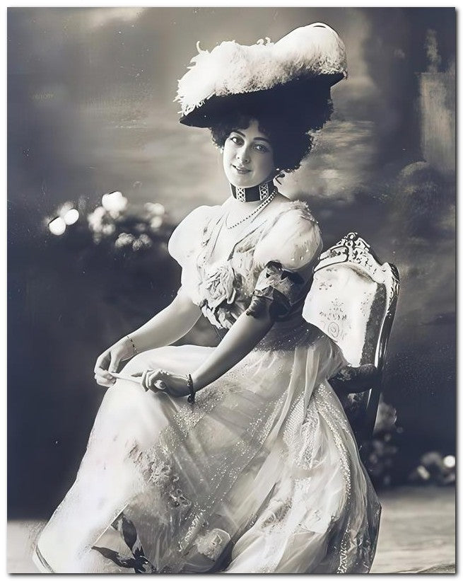 French Belle Epoque Fashion 1905 Sitting Cute 8x10 Photo Print 23052501583