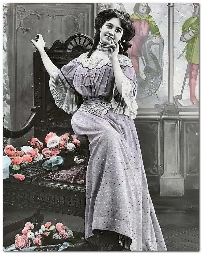 French Belle Epoque Fashion 1906 Lavender Dress 8x10 Photo Print 23052501626