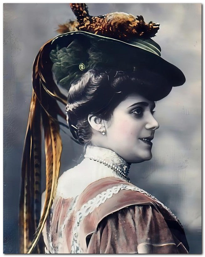 French Belle Epoque Fashion 1908 Dark Eyed Lady 8x10 Photo Print 23052501715