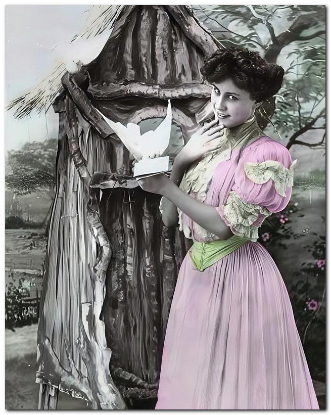 Belle Epoque Fashion 1908 Lady Doves Tint 8x10 Photo Print 23052501738