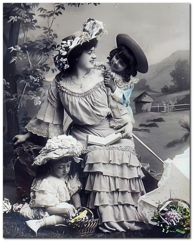French Belle Epoque Fashion 1908 Mom 2 Kids 8x10 Photo Print 23052501743