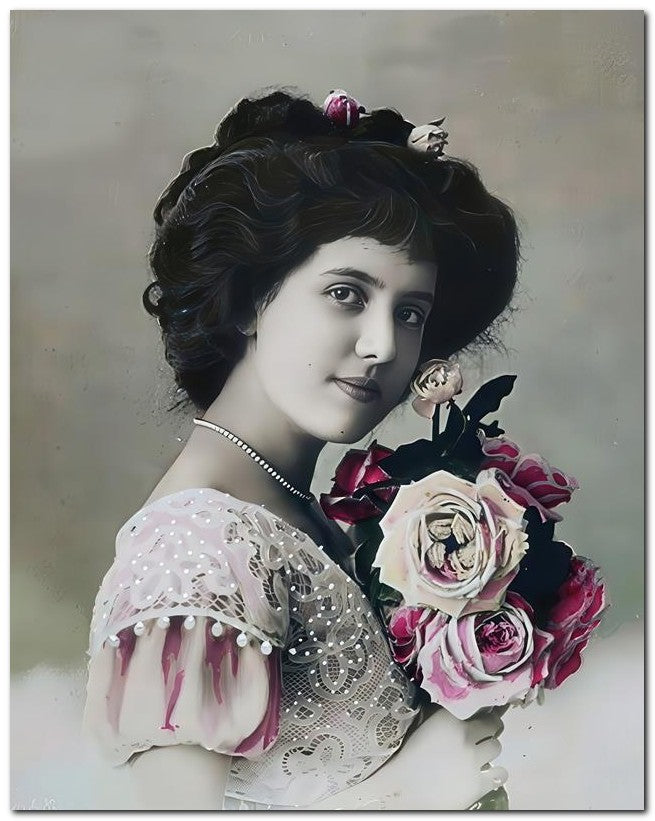 French Belle Epoque Fashion 1908 Pearls Roses 8x10 Photo Print 23052501749